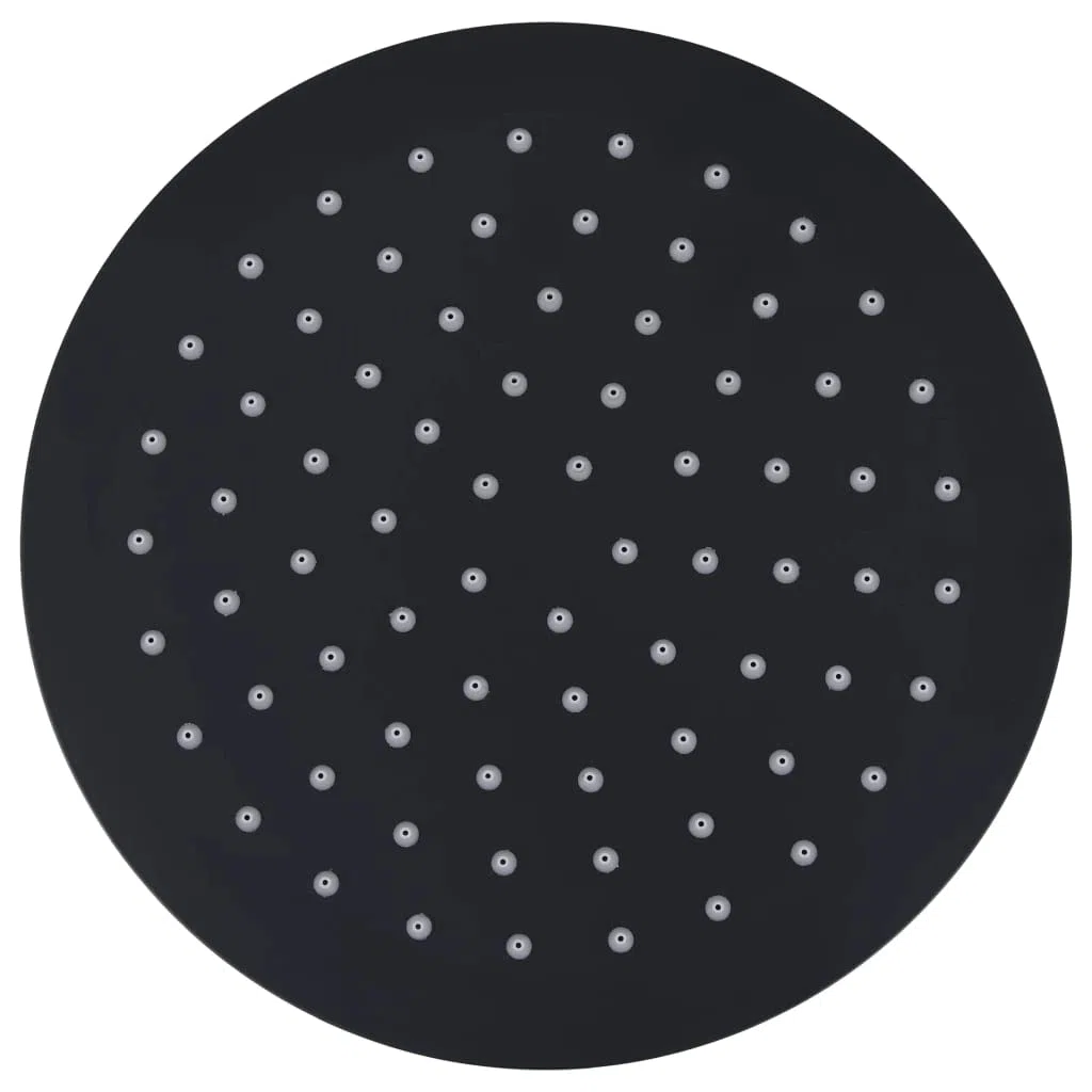 vidaXL Cabezal de Ducha Efecto Lluvia Alcachofa Cuarto de Baño Accesorio Rociador Boquillas Giratoria Área Amplia Acero INOX Redondo Negro 20 cm