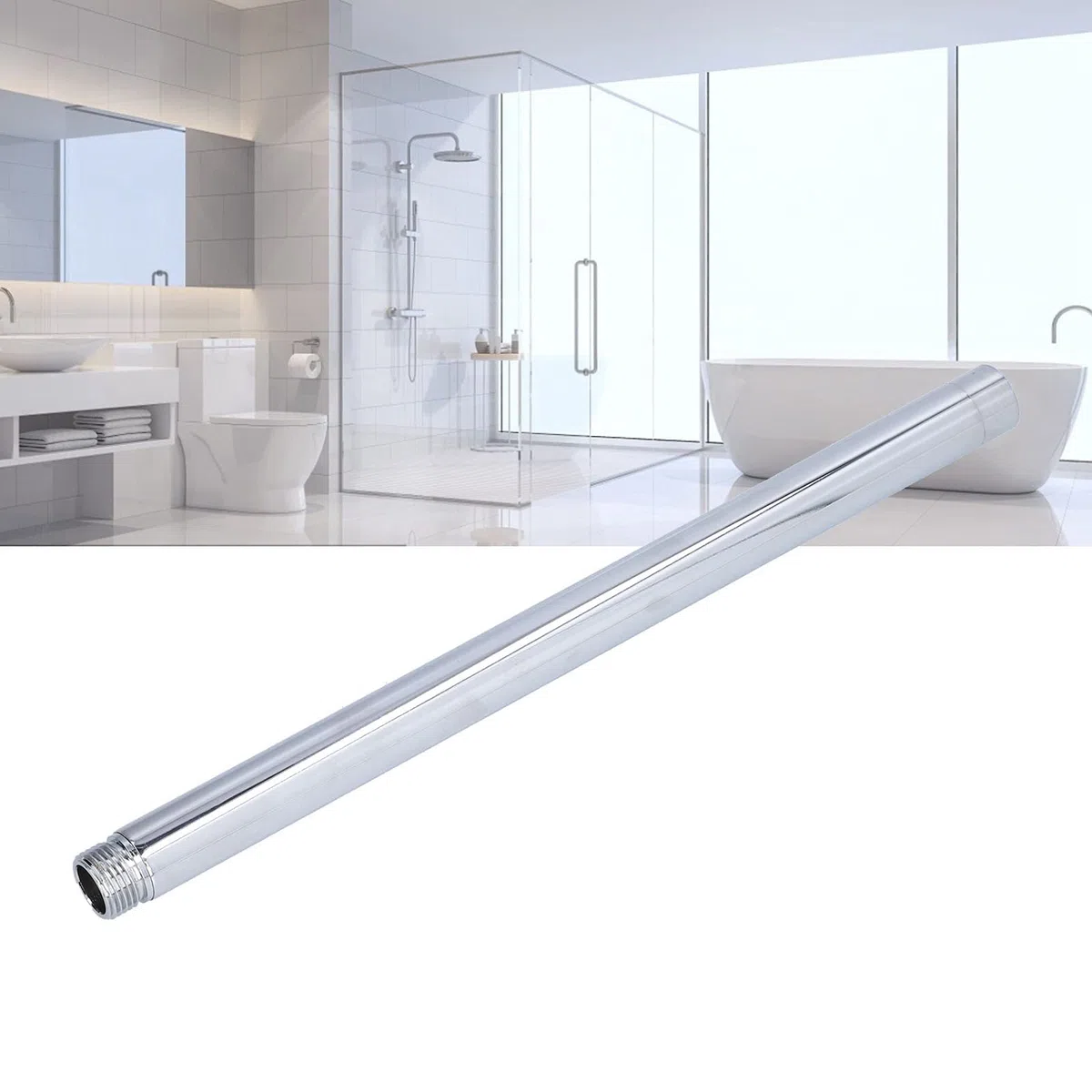 Extensión de Brazo de Ducha, G1/2 20mm Brazo de Extensión de Cabezal de Ducha de 30cm/12pulg. Varilla de Extensión de Ducha de Acero Inoxidable