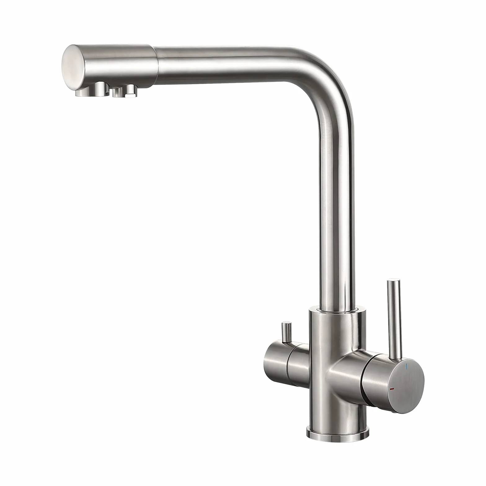 Ibergrif Grifo de Cocina 3 Vías Ósmosis Monomando Acero Inoxidable Níquel Cepillado