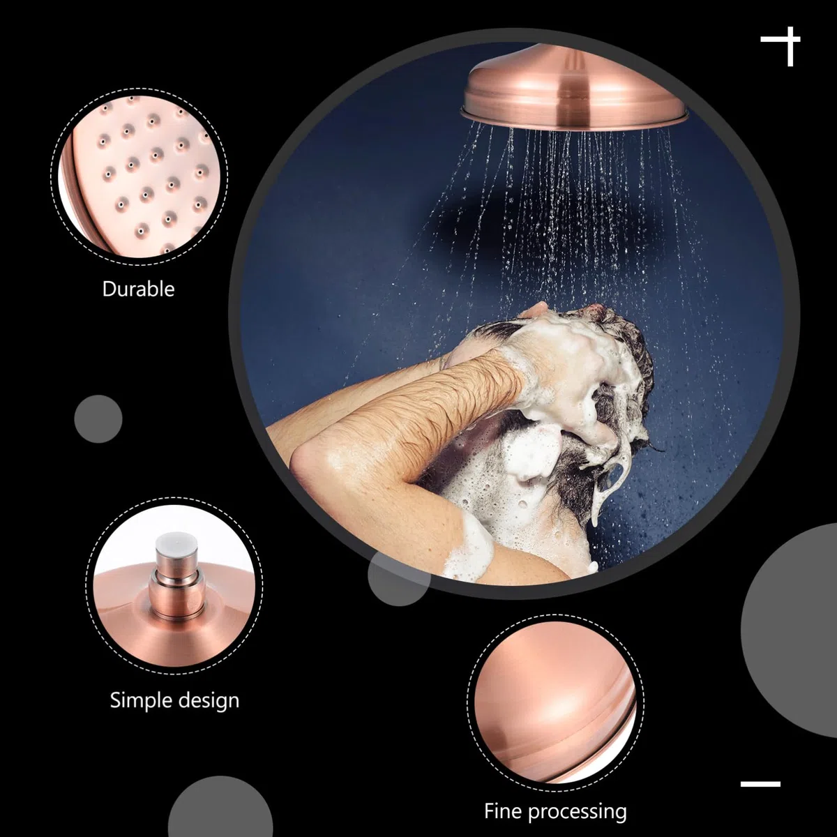 Operitacx Cabezal De Ducha De Cobre Antiguo 8 Pulgadas Rociador De Lluvia Redondo Con Boquillas De Silicona Para Baño Instalación Fácil Ideal Para Baño Clásico