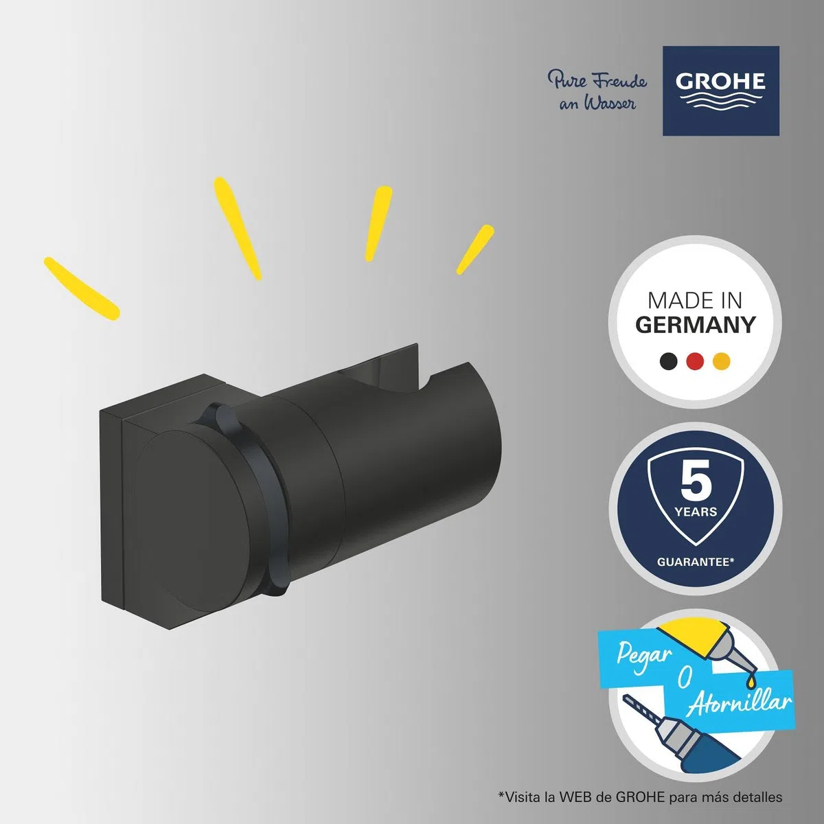 GROHE Vitalio Universal Quickfix- Soporte mural regulable, Negro Mate 261832431