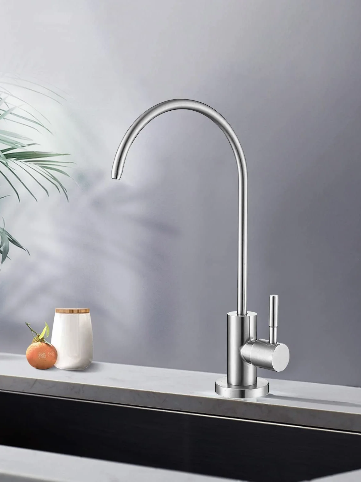 Grifo de Agua Potable, Fácil de Instalar Grifo de Agua de Cocina con Filtro RO, Grifos de Ósmosis Inversa Sin Plomo para Fregadero de Barra de Cocina, Acero Inoxidable SUS304 con Acabado de Níquel