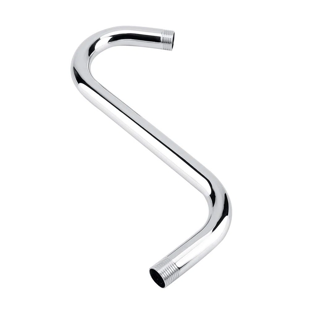 Oumefar Brazo de Ducha con Cuello de Cisne Curvado en S, Brazo de Ducha Duradero de 8 Pulgadas 201 de Acero Inoxidable para Cabezales de Ducha fijos, Accesorio de baño