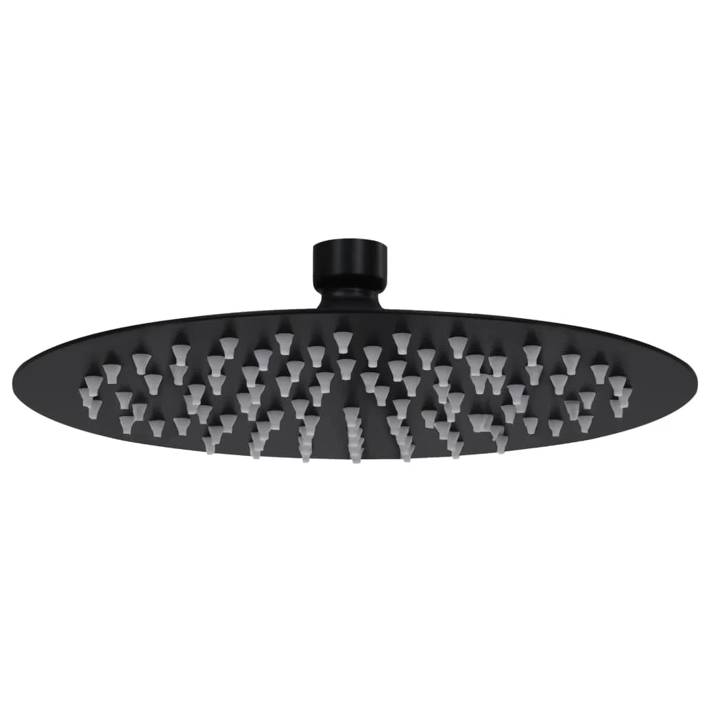 vidaXL Cabezal de Ducha Efecto Lluvia Alcachofa Cuarto de Baño Accesorio Rociador Boquillas Giratoria Área Amplia Acero INOX Redondo Negro 20 cm