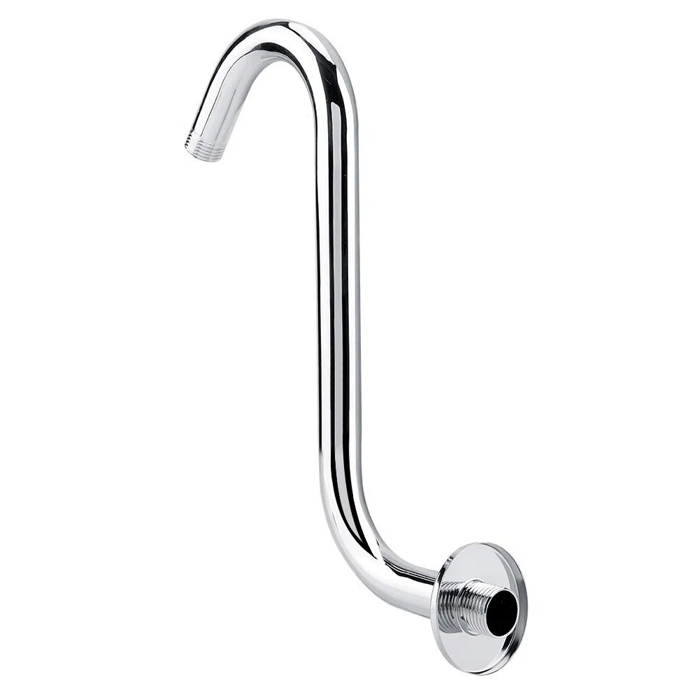 Oumefar Brazo de Ducha con Cuello de Cisne Curvado en S, Brazo de Ducha Duradero de 8 Pulgadas 201 de Acero Inoxidable para Cabezales de Ducha fijos, Accesorio de baño