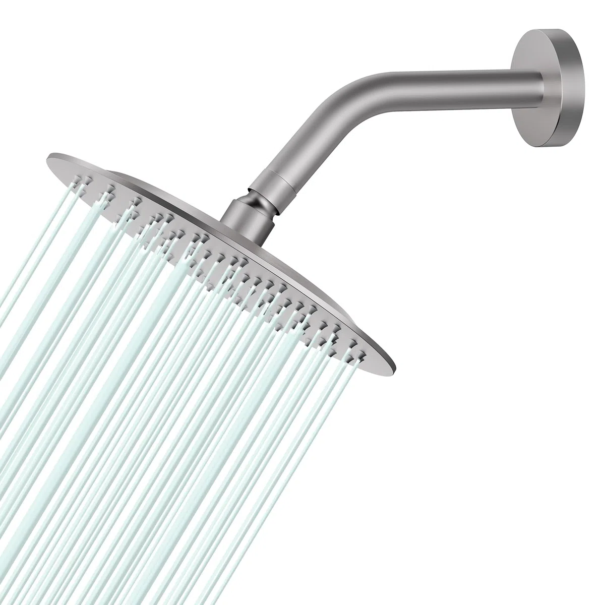 Cabeza de ducha de lluvia redonda, cabeza de ducha de lluvia de acero inoxidable de alto flujo, diseño de alta presión (Brushed Nickel, 8 pulgadas) 20CM