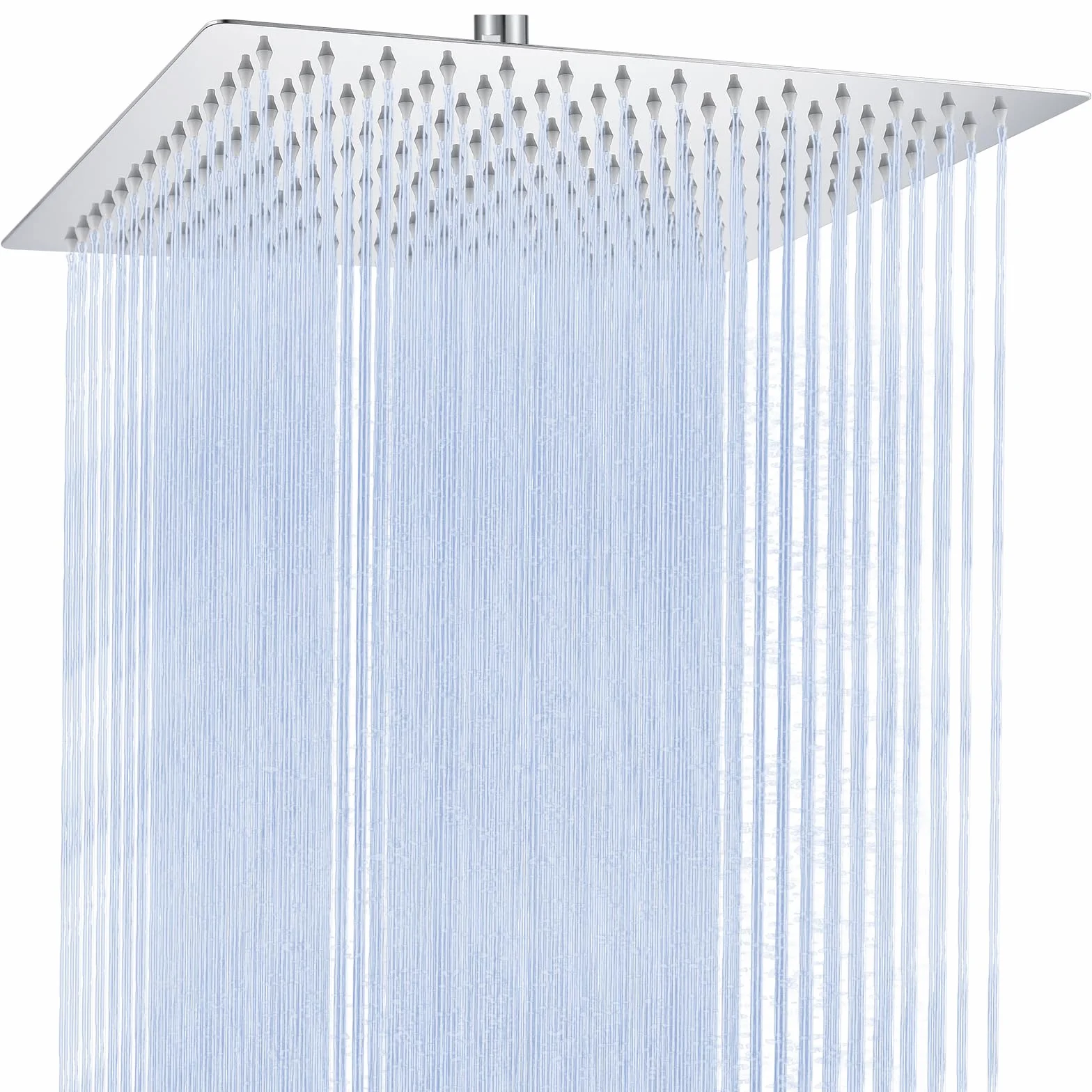 Alcachofa de Ducha Grande Anticalcáreo y Alta Presión - Cuadrado 10 Pulgadas con Boquillas de Silicona Autolimpiantes - Ducha de Lluvia en Acero Inoxidable, Fija a Pared para Baño Moderno - Cromado