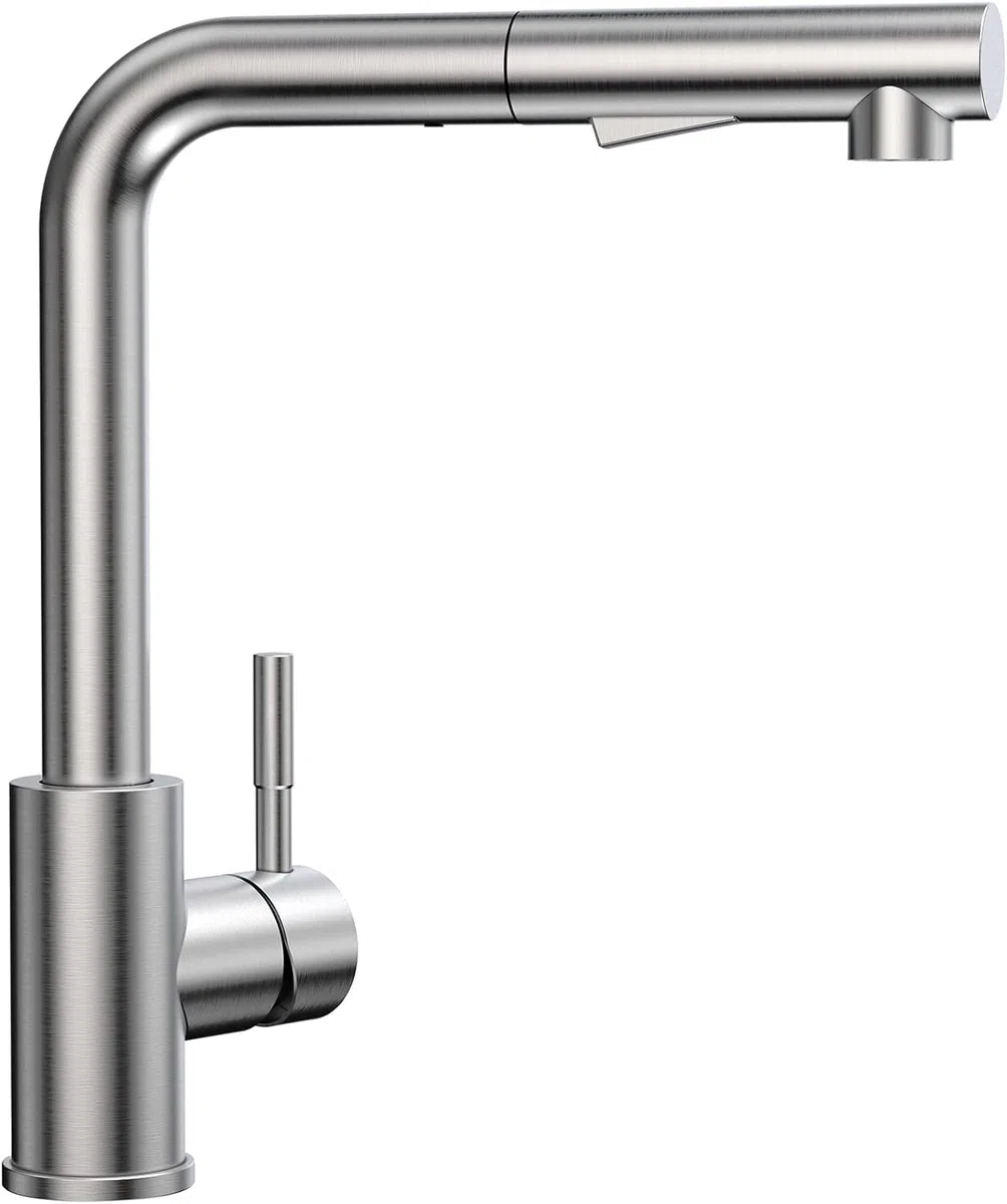 CECIPA Grifo de cocina con 2 modos de pulverización, mezclador con ducha extraíble 360° frío y caliente, acero inoxidable cepillado