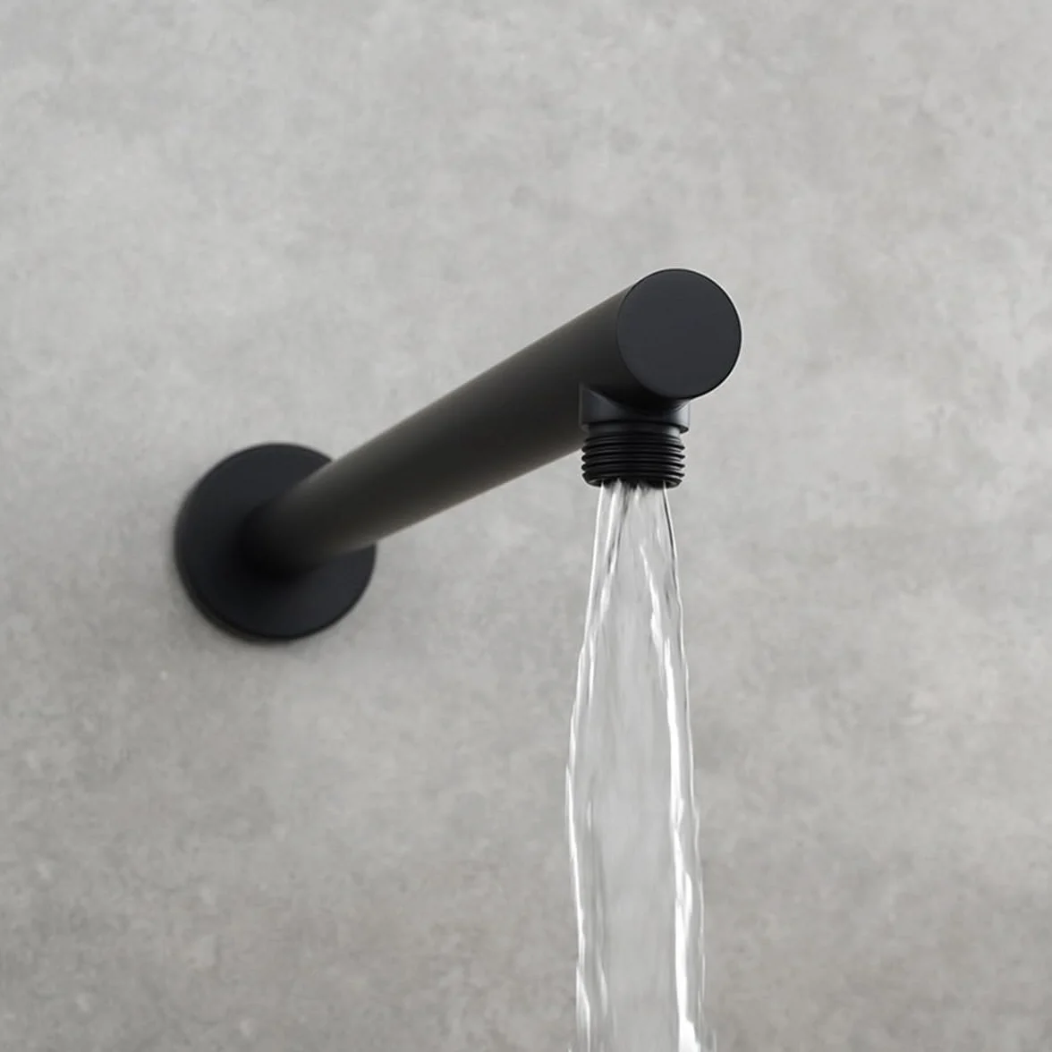 Drenky Negro Brazo de Ducha de 40 cm Redondo con Brida, Cabezales Montados en Pared Simple para Cabezal de Ducha Fijo y Extensible