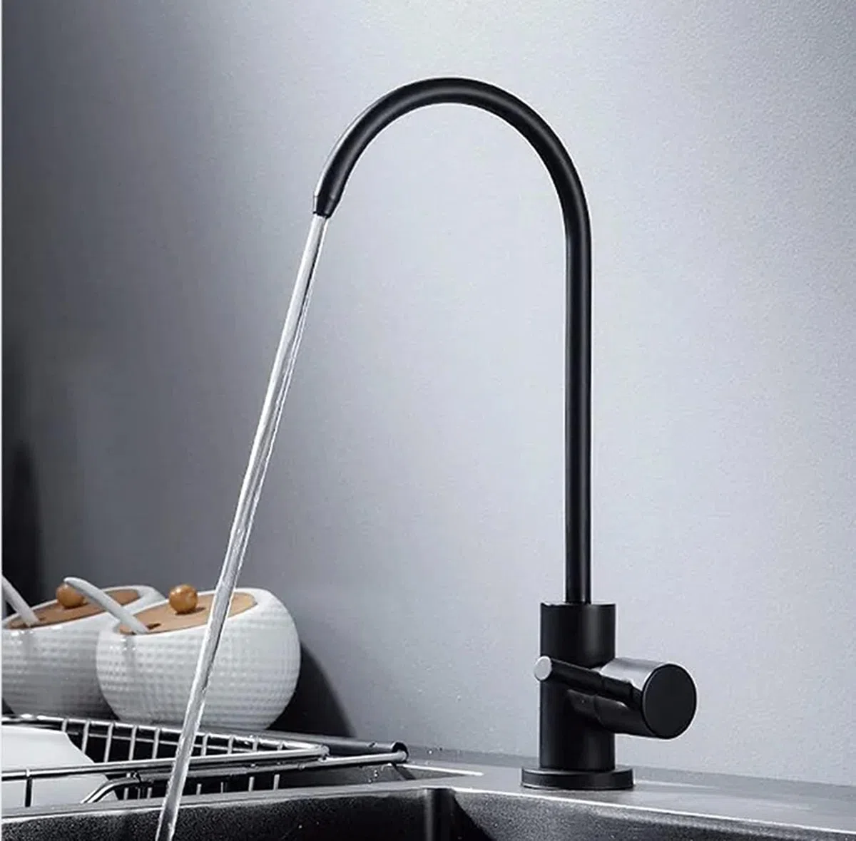 Grifo de Osmosis Inversa, Grifo de Agua Potable fácil de instalar, grifo de ósmosis inversa sin plomo para fregadero de cocina, 360 Grados Gire la Sola Palanca Negro