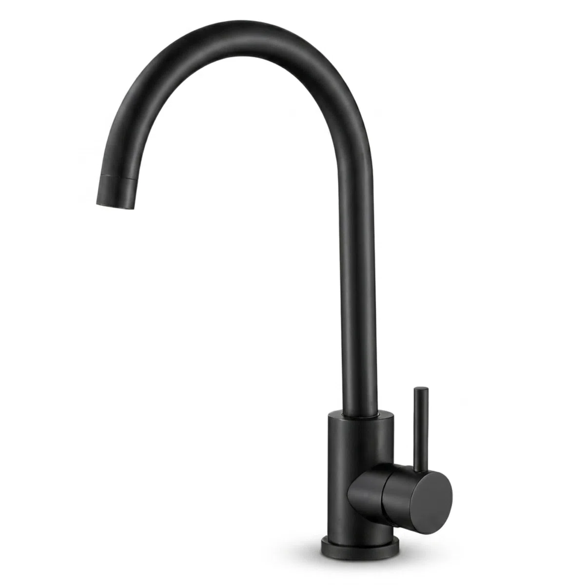 VALAZ Grifo de cocina monomando giratorio 360 negro mate para fregadero