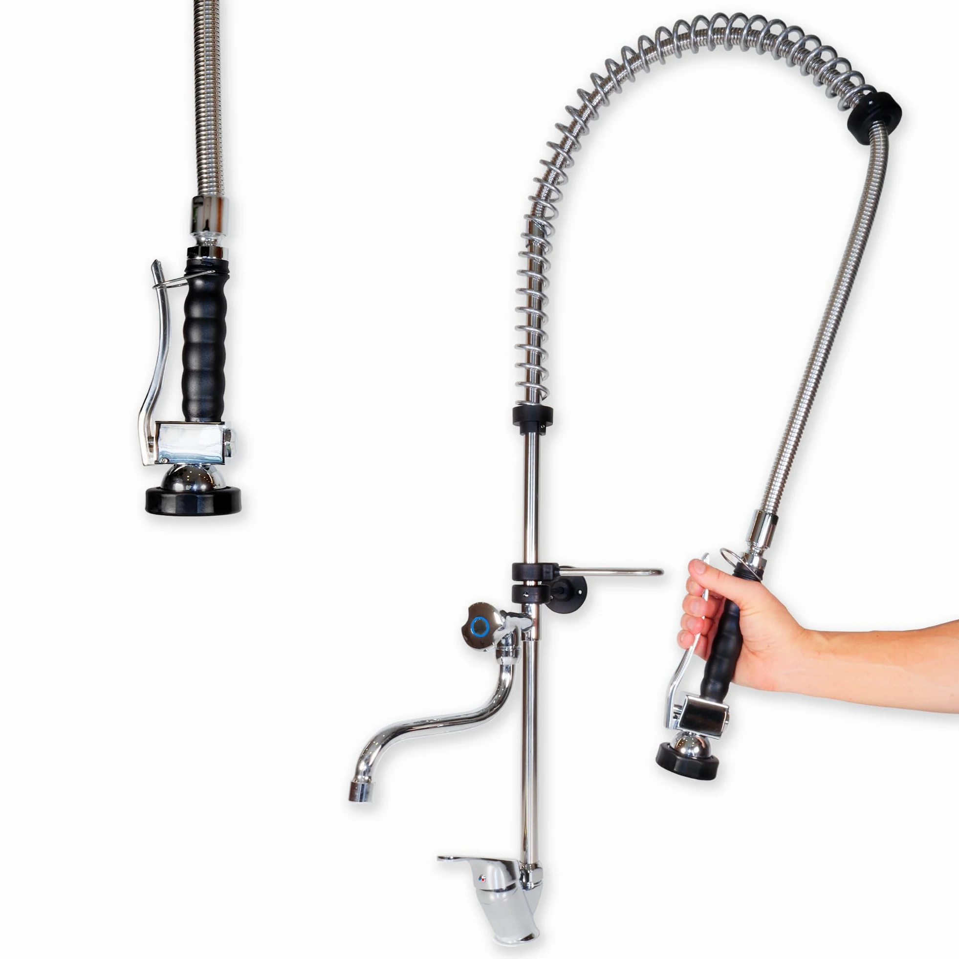 GOLDMAN SERVICE Grifo Industrial Extensible Rociador Ducha de Fregadero de Cocina Hostelería Negra