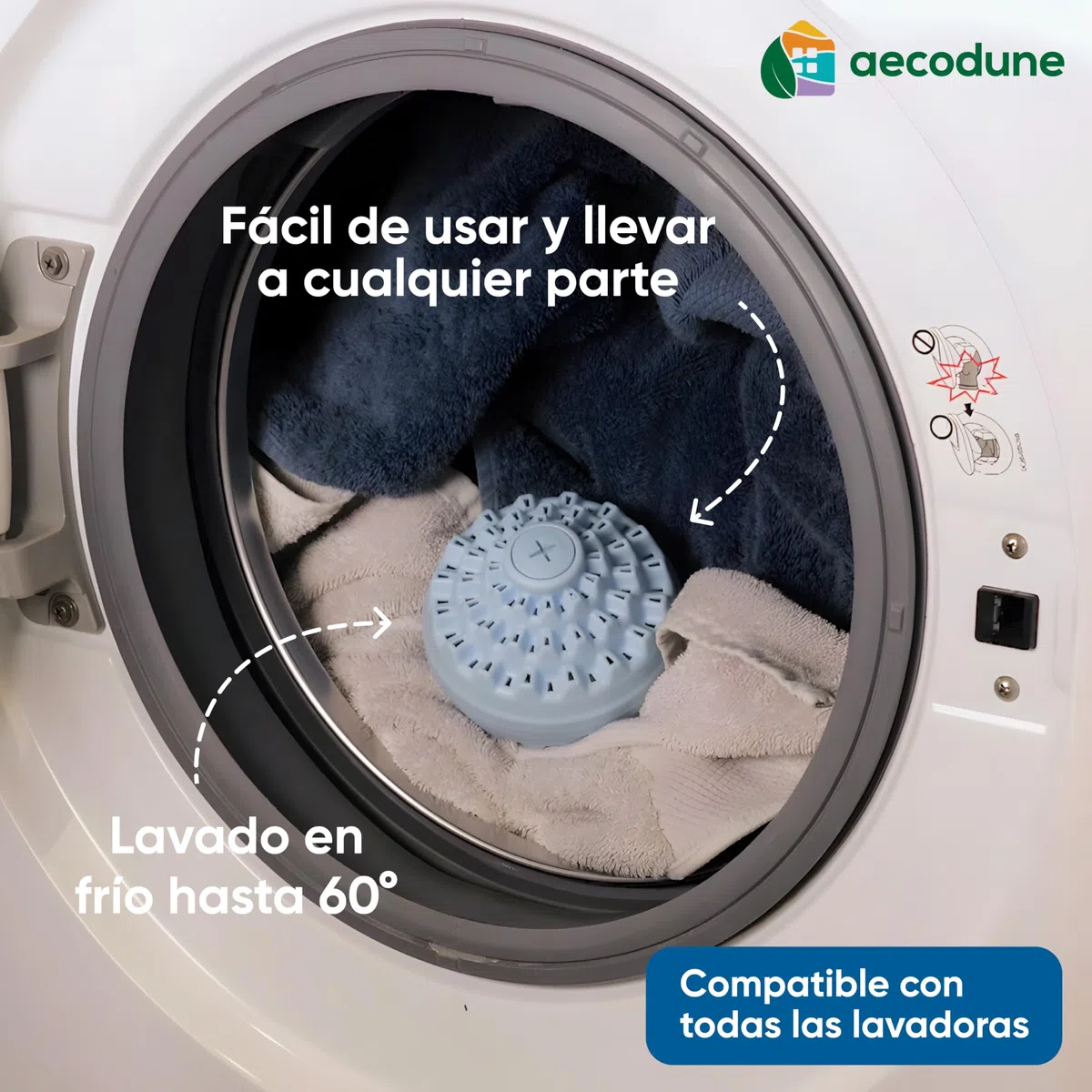 aecodune 2 Años de Detergente Ecológico Económico 240 Lavados - Bola de Lavado para Lavadora - Perlas de Ropa Detergente en Polvo Natural Zero Desperdicio - Hipoalergénico Lavanda - Anti Cal