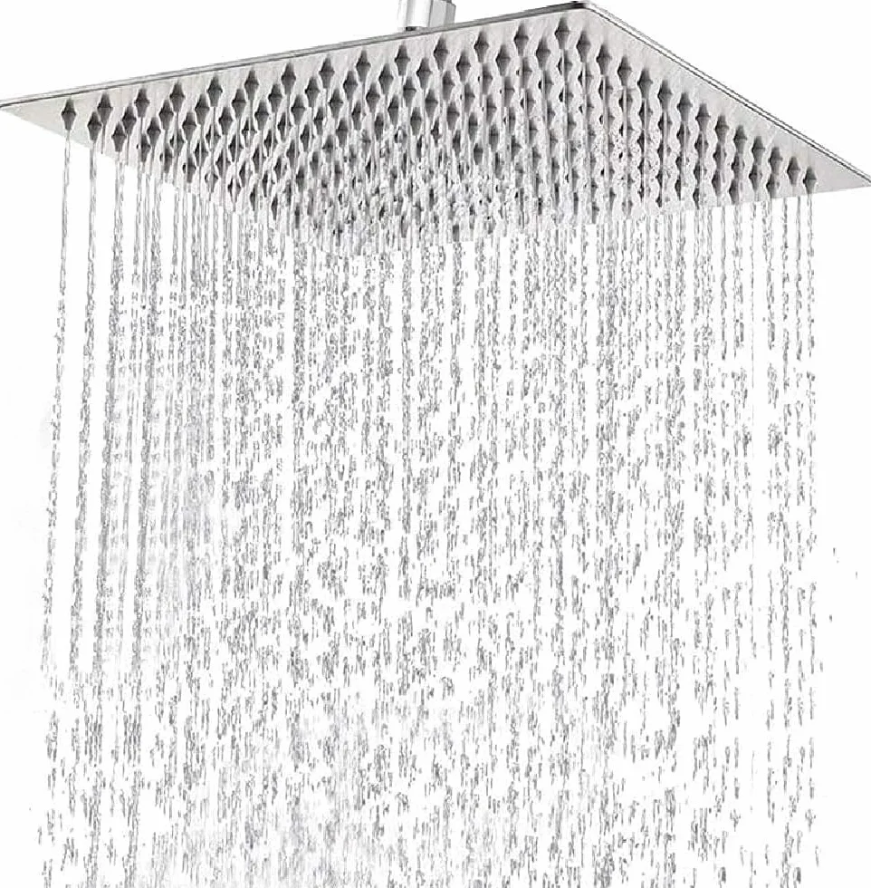 Rociador para Ducha Cuadrado, Alcachofa de Ducha de Acero Inoxidable, cabezal ducha lluvia grande, Plata, 12 Pulgadas, Diámetro de 30 cm