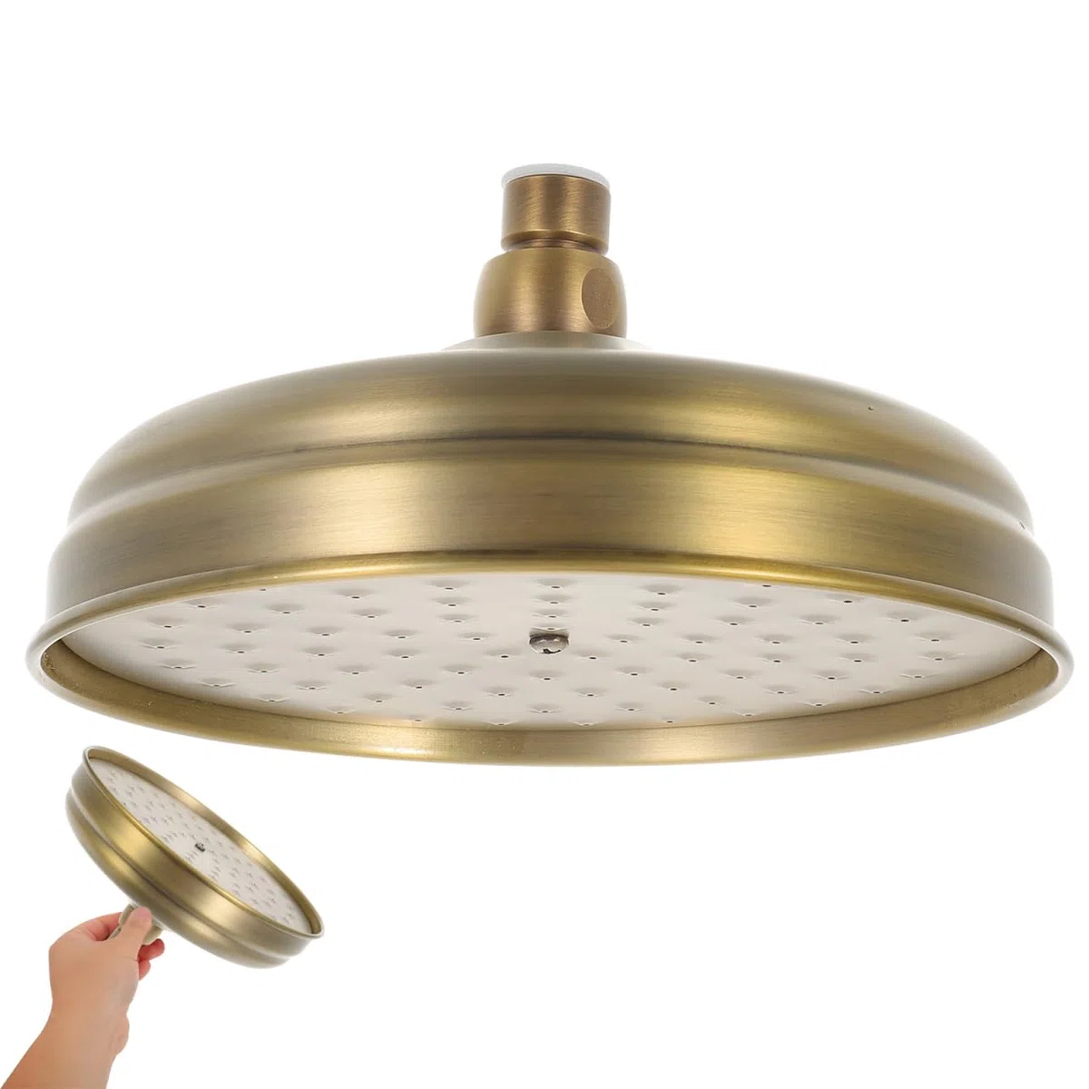 POPETPOP Retro Rain Shower Head Fixed Copper Gold 7.87 Inch Cascade Design Easy Installation Cleaning