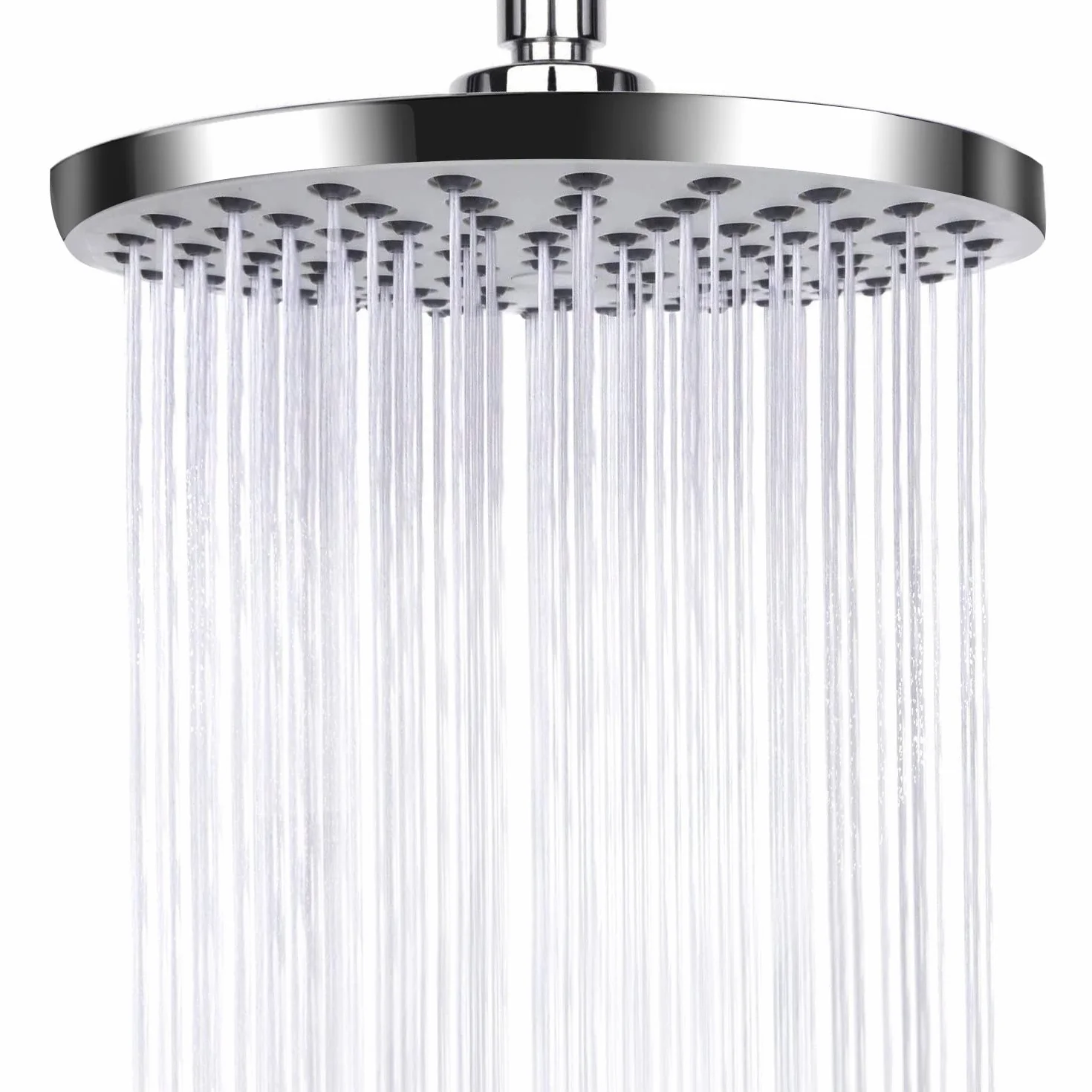 Alcachofa de ducha redonda de 20cm con efecto lluvia, ajustable, ahorro de agua con boquillas antical, cabezal de ducha de cascada de acero inoxidable, diámetro de 20 cm, Plata
