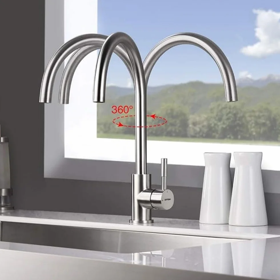 GRIFEMA Irismart G4008 Grifo de Cocina Alto con Caño Giratorio, Mezclador de Fregadero, Cold Start, Ahorro de Energía, Acero Inoxidable [Exclusivo en Amazon]