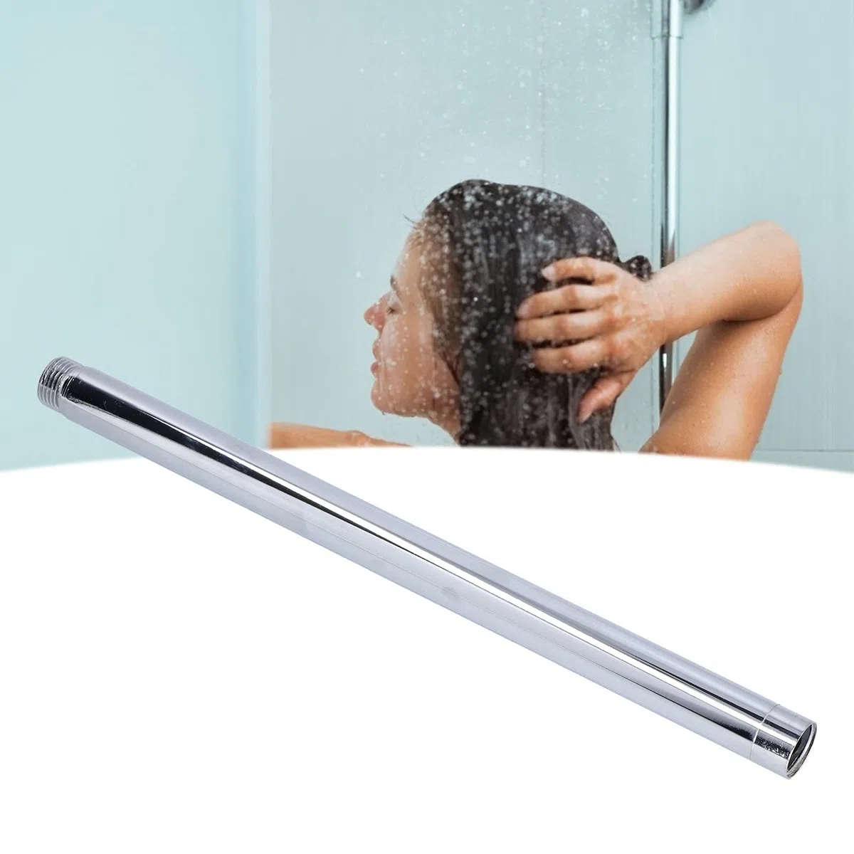 Extensión de Brazo de Ducha, G1/2 20mm Brazo de Extensión de Cabezal de Ducha de 30cm/12pulg. Varilla de Extensión de Ducha de Acero Inoxidable