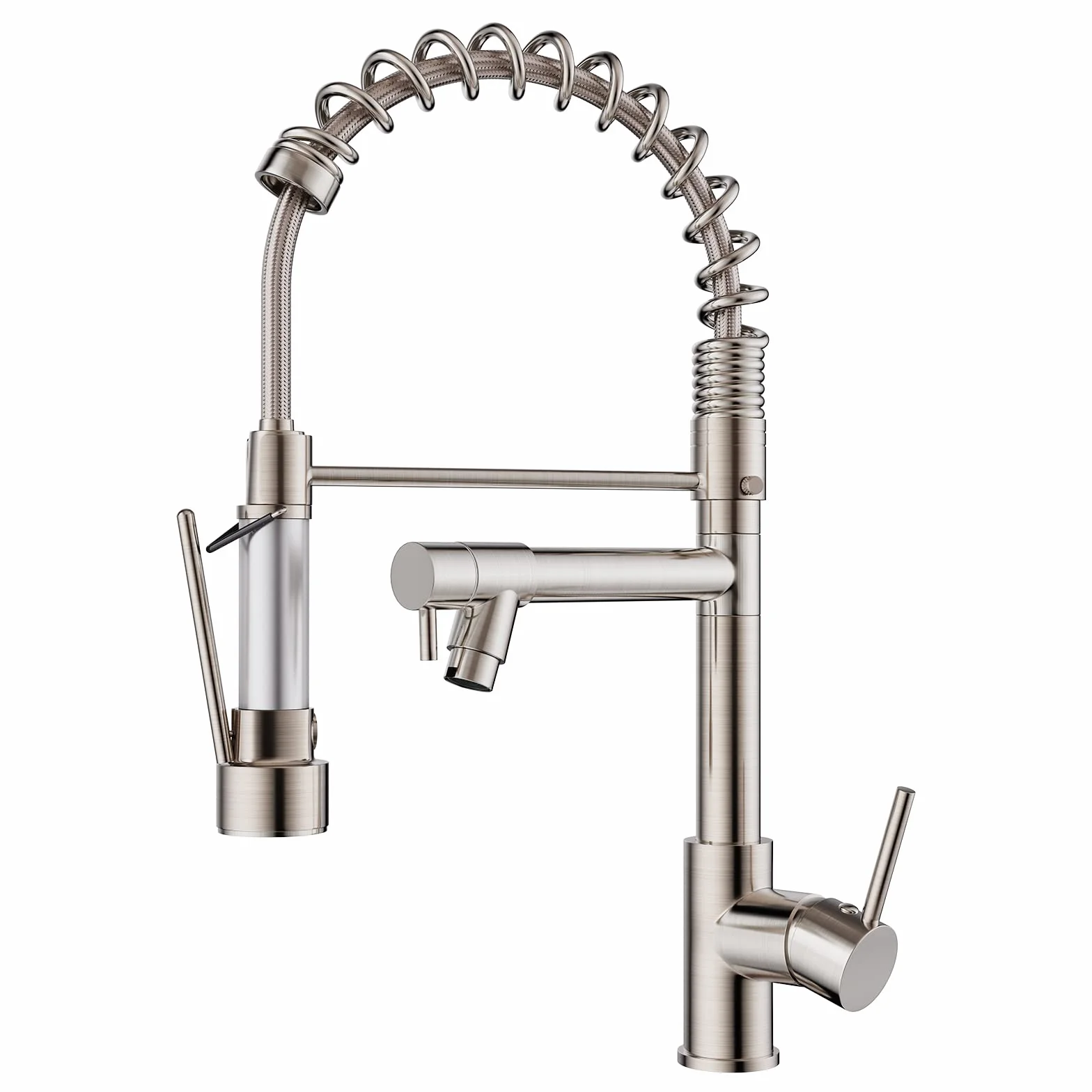 FORIOUS Grifo Cocina Acero Inoxidable Monomando con Giratorio 360° y Doble Rociador