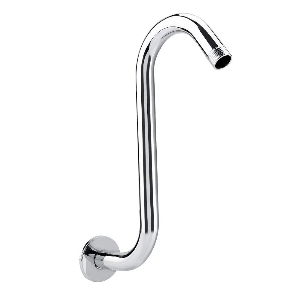 Oumefar Brazo de Ducha con Cuello de Cisne Curvado en S, Brazo de Ducha Duradero de 8 Pulgadas 201 de Acero Inoxidable para Cabezales de Ducha fijos, Accesorio de baño