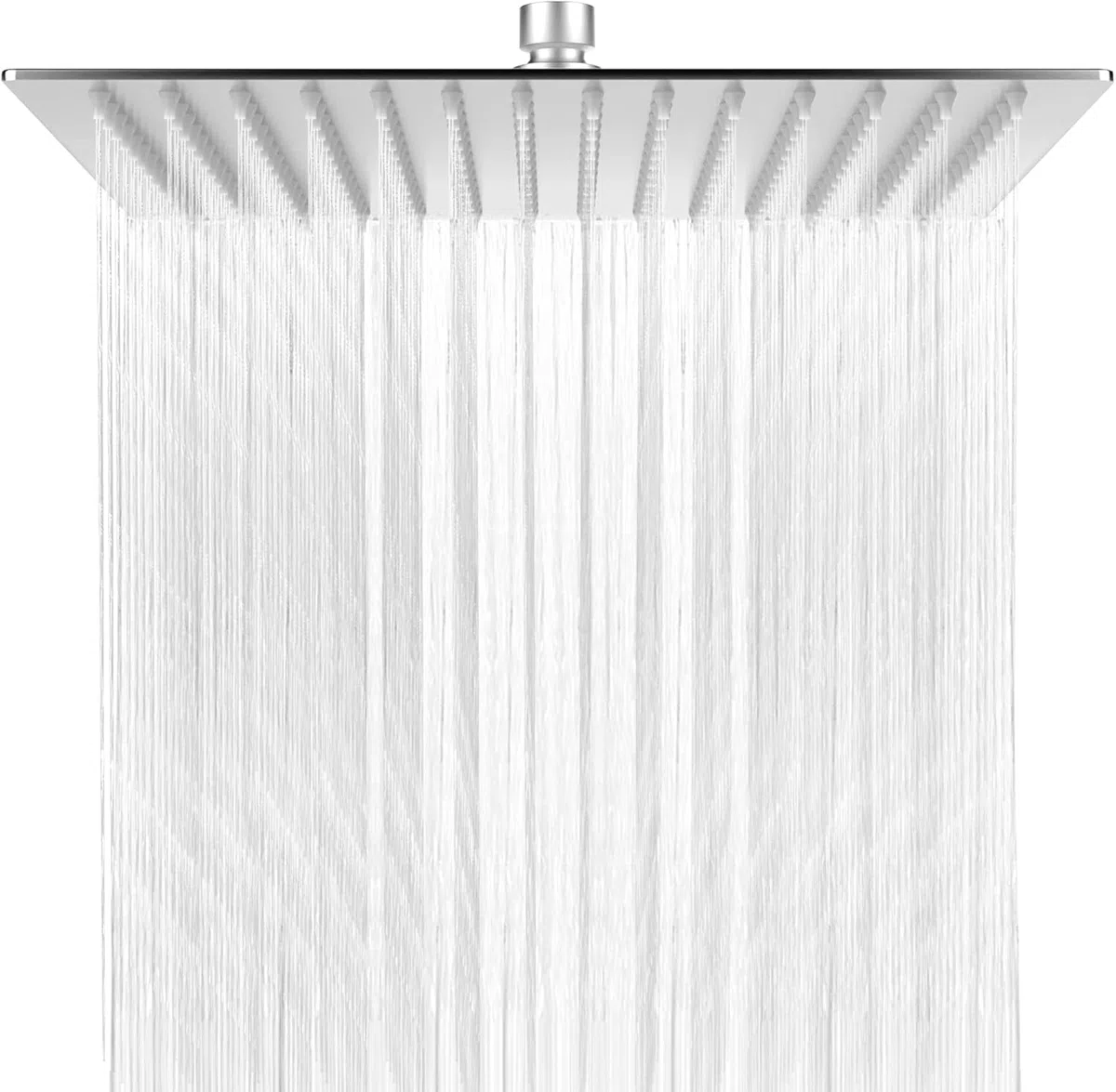 HAUSPROFI Alcachofa de ducha de lluvia de acero inoxidable – Duchas fijas con chorros de silicona antical – Cuadrado 30 x 30 cm / 12 pulgadas – Acabado cromado cepillado