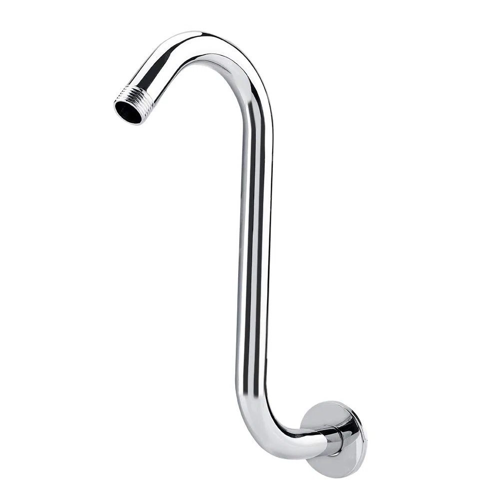 Oumefar Brazo de Ducha con Cuello de Cisne Curvado en S, Brazo de Ducha Duradero de 8 Pulgadas 201 de Acero Inoxidable para Cabezales de Ducha fijos, Accesorio de baño