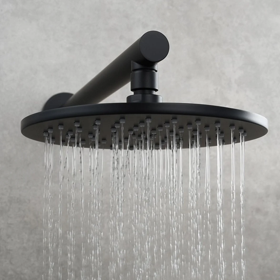 Drenky Negro Brazo de Ducha de 40 cm Redondo con Brida, Cabezales Montados en Pared Simple para Cabezal de Ducha Fijo y Extensible