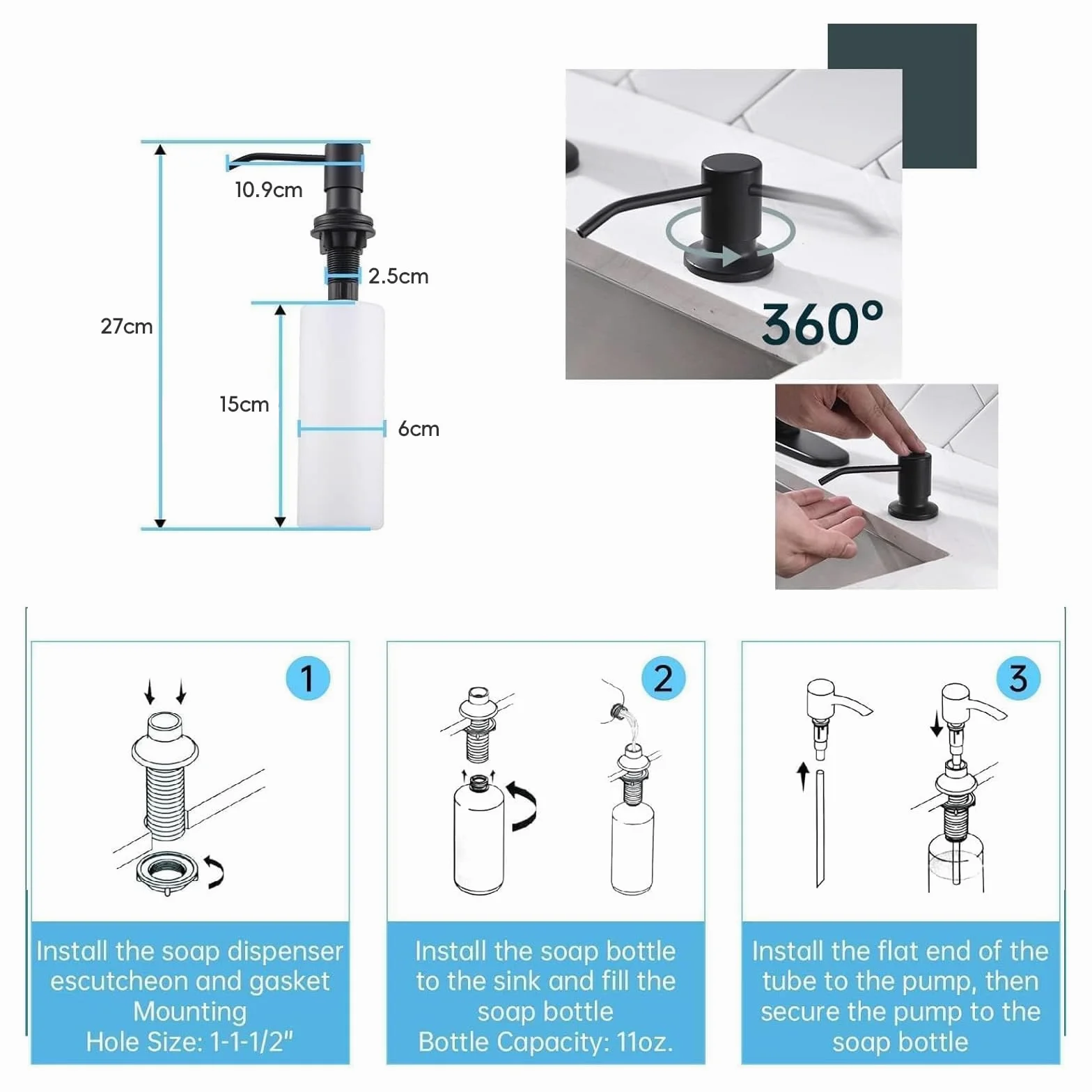 APPASO Grifo de cocina, grifo mezclador de alta presión para cocina Aceros inoxidables Cromo