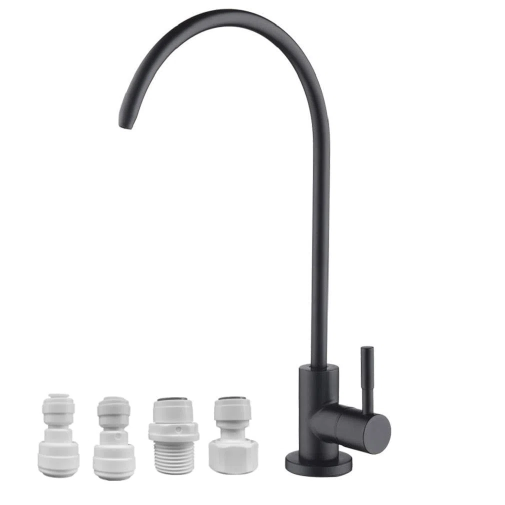 Grifo de Osmosis Inversa, Grifo de Agua Potable fácil de instalar, grifo de ósmosis inversa sin plomo para fregadero de cocina, 360 Grados Gire la Sola Palanca Negro