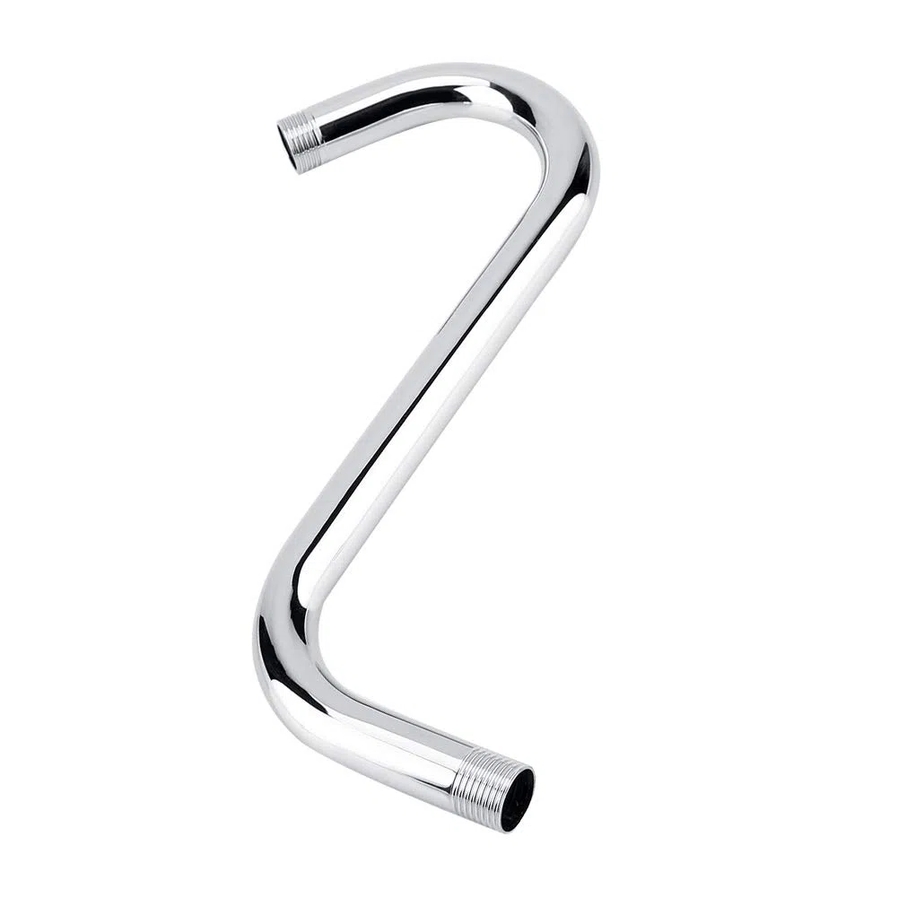 Oumefar Brazo de Ducha con Cuello de Cisne Curvado en S, Brazo de Ducha Duradero de 8 Pulgadas 201 de Acero Inoxidable para Cabezales de Ducha fijos, Accesorio de baño