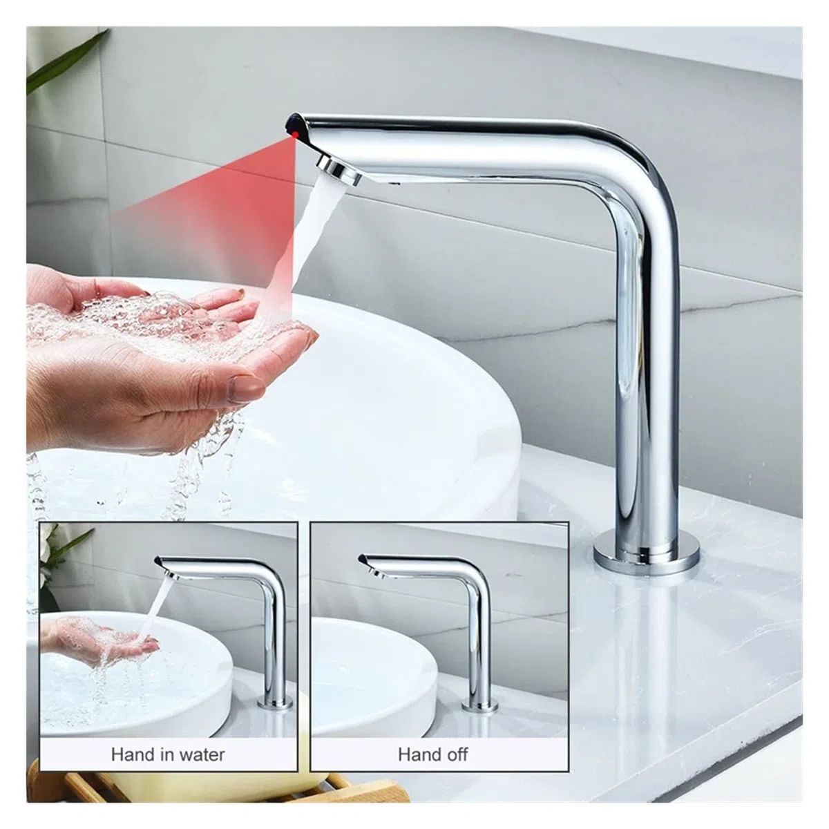 Grifo mezclador automático con sensor cromado ELS8870 para fregadero de cocina y lavabo