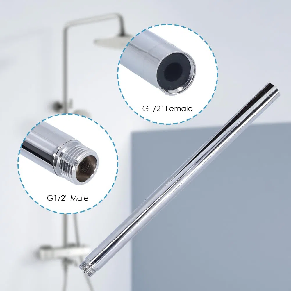 Extensión de Brazo de Ducha, G1/2 20mm Brazo de Extensión de Cabezal de Ducha de 30cm/12pulg. Varilla de Extensión de Ducha de Acero Inoxidable