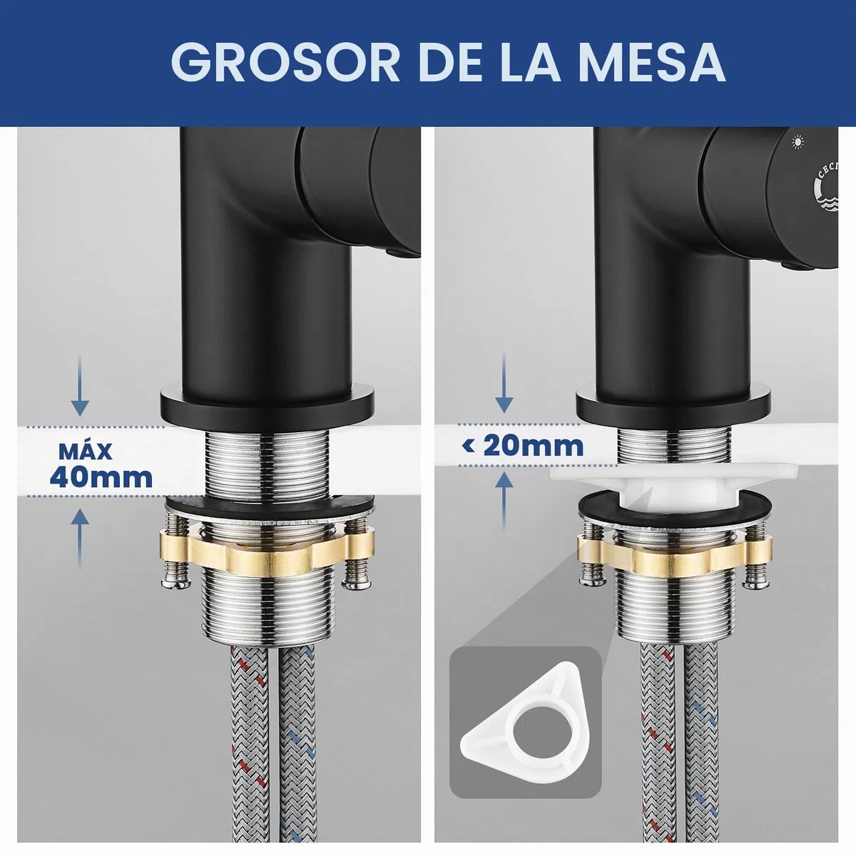 CECIPA Grifo Cocina Flexible Con 2 Chorros de Agua, Abatible, Negro Mate, Fregadero Giratorio a 360º, Para Agua Caliente Y Fría