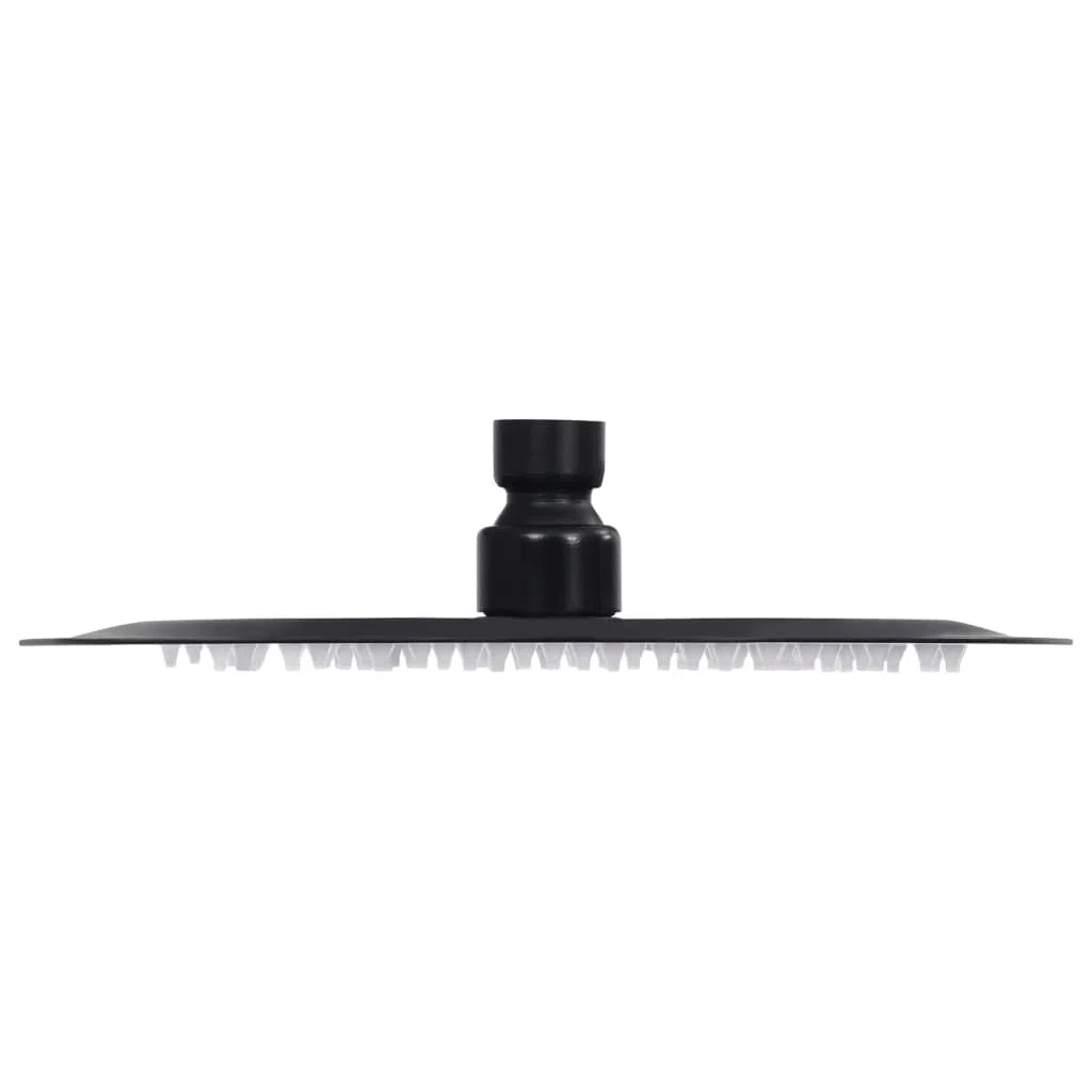vidaXL Cabezal de Ducha Efecto Lluvia Alcachofa Cuarto de Baño Accesorio Rociador Boquillas Giratoria Área Amplia Acero INOX Redondo Negro 20 cm