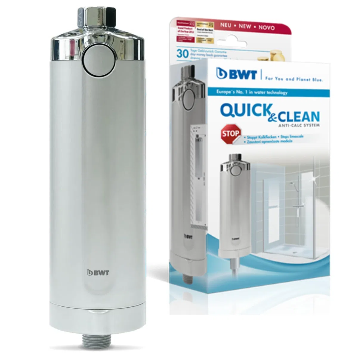 BWT Sistema de filtrado antical Quick & Clean con 1 cartucho filtrante | Protección antical en el baño | Filtro de ducha en línea Filtro de agua | Automontaje | Para grifería, cristal y azulejos