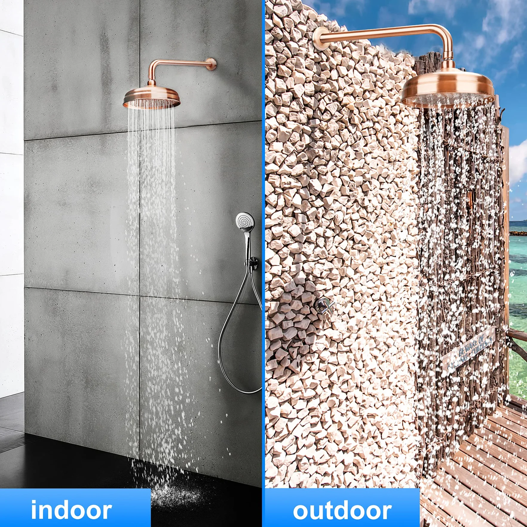 Cobre Rojo Antiguo Redondo 8"Cabeza de Ducha de acero inoxidable Lluvia Tubo de Extensión Brazo de Pared Brazo de Ducha Accesorio de Baño, Cabezal de Ducha