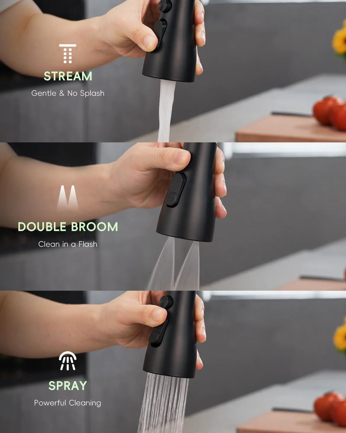 APPASO Grifo de cocina, grifo mezclador de alta presión para cocina Aceros inoxidables Cromo